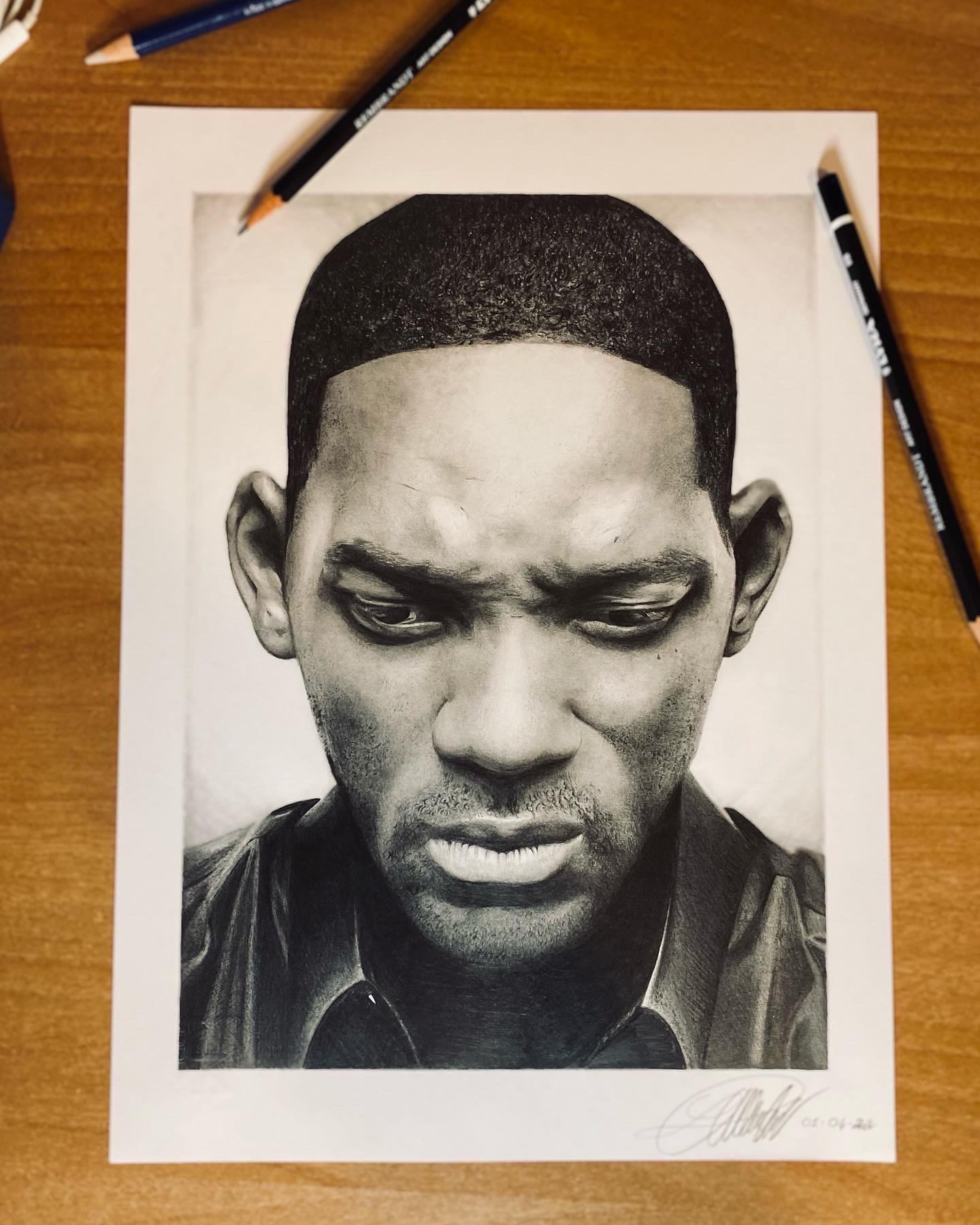 will smith pencil style ritratto a matita